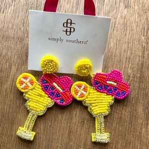 Simply Southern Bright Yellow Pink Margarita Earrings